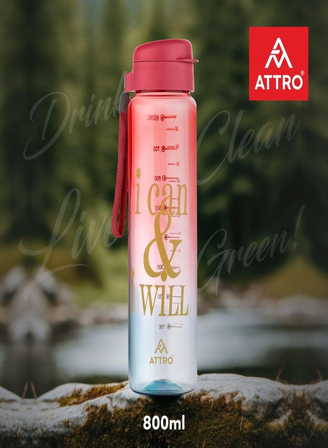 ATTRO Plastic Sports Buddy Deluxe Water Bottle BPA-Free with Leak-Proof Flip-Top Cap, Dual-Color for Gym, School, Office & Outdoor Use Red Blue 800ml - Image 2